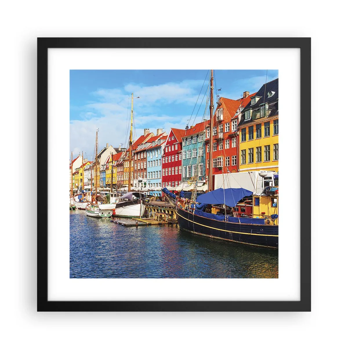 Póster en marco negro - Muelle alegre - 40x40 cm