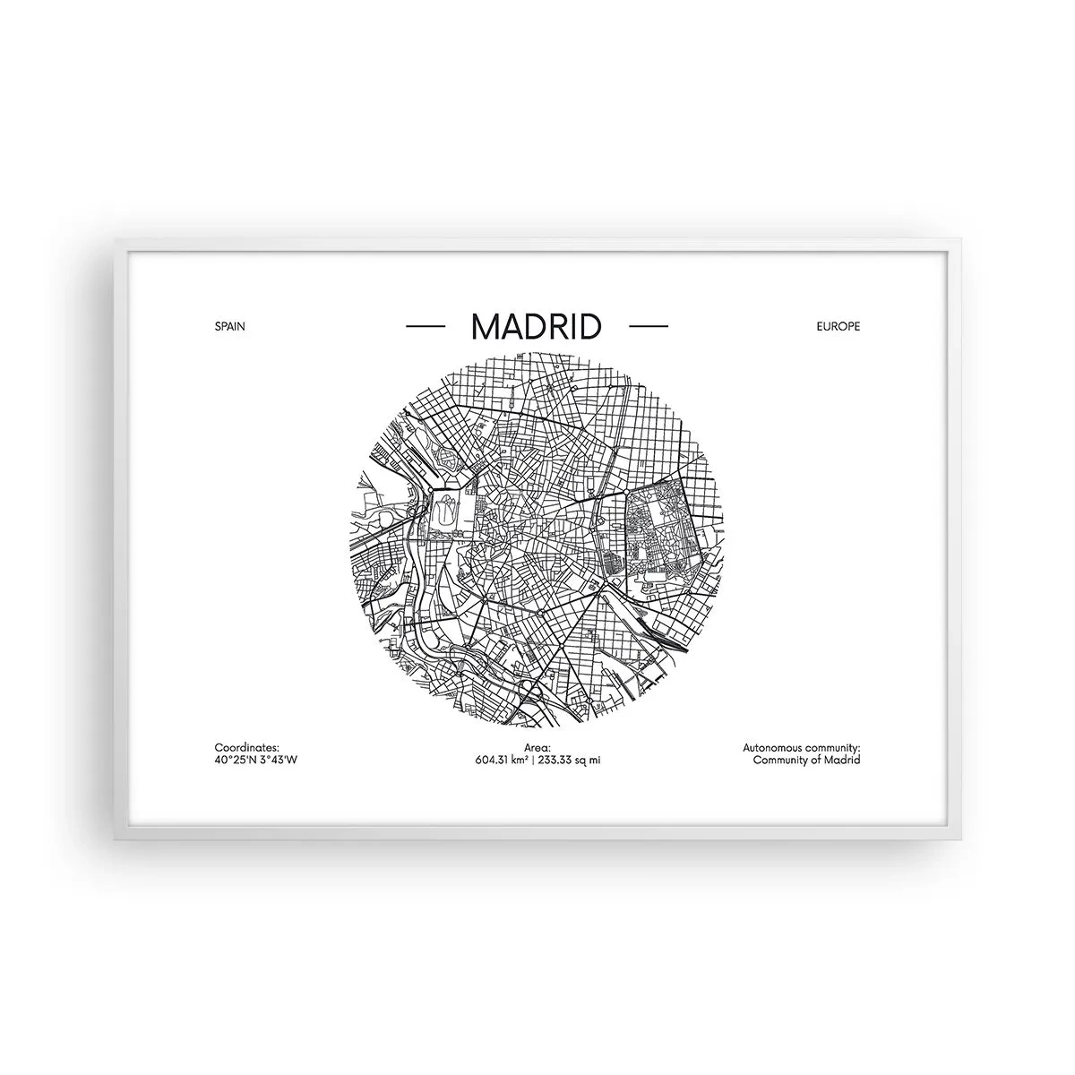 Póster en marco blanco - Anatomía de Madrid - 100x70 cm