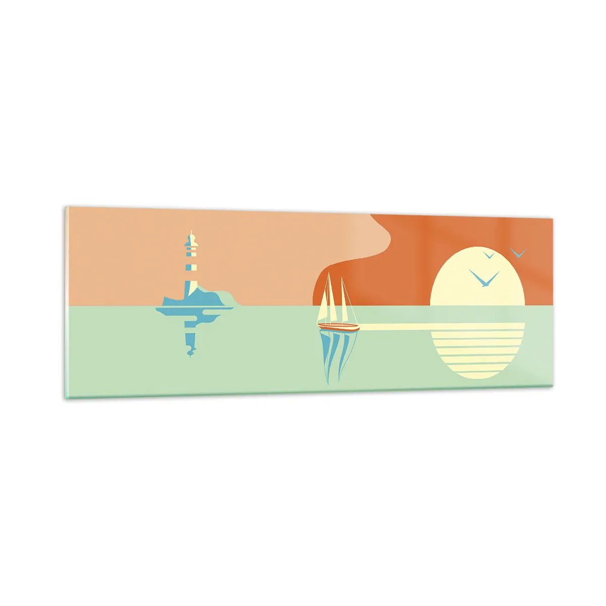 Cuadro sobre vidrio - Impresiones sobre Vidrio - Un paisaje marino perfecto - 90x30 cm