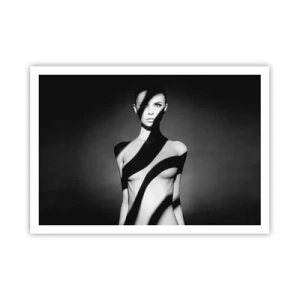 Póster - Retrato en blanco y negro de una mujer en luz y sombra. - 100x70cm - En la luz y en la sombra - Decoración de pared moderna para salón y dormitorio ARTTOR