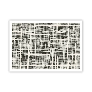 Póster - Un patrón geométrico que se asemeja a una cuadrícula sobre un fondo claro. - 100x70cm - Composición del tejido - Decoración de pared moderna para salón y dormitorio ARTTOR