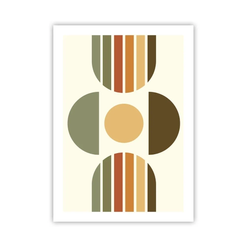Póster - Patrón geométrico abstracto en tonos tierra con círculos y semicírculos. - 50x70cm - Los tonos de la tierra - Decoración de pared moderna para salón y dormitorio ARTTOR