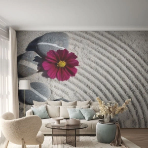 Fotomural Autadhesivo Deluxe Sticker - Energía y paz del círculo mágico de la naturaleza - flores, Arena, piedras - 500x350 cm