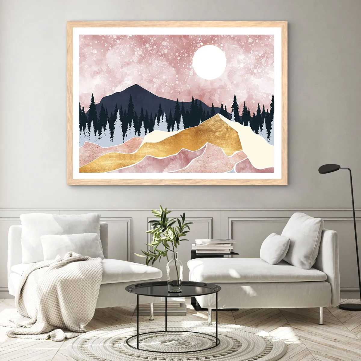 Póster en marco roble claro - Vigilancia nocturna - 40x30 cm