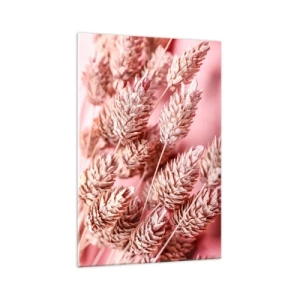 Cuadro sobre vidrio - Impresiones sobre Vidrio - Primer plano de las orejas teñidas de rosa. - 70x100cm - Estructura floral en rosa - Decoración de pared moderna para salón y dormitorio ARTTOR