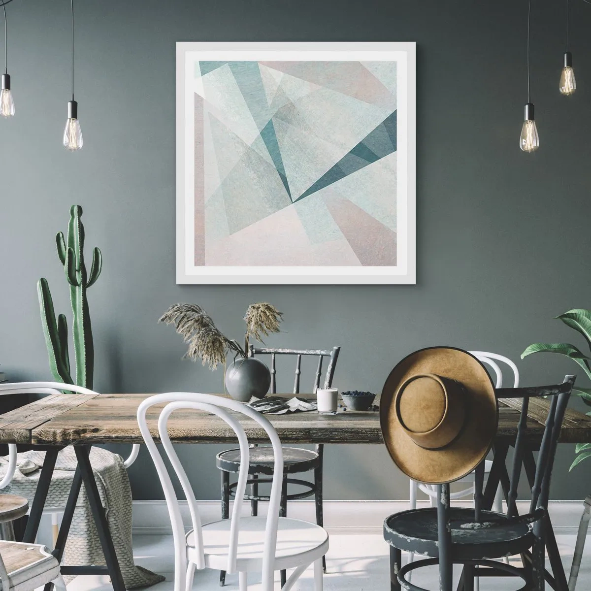 Póster en marco blanco - Tranquilo pero dinámico - 40x40 cm