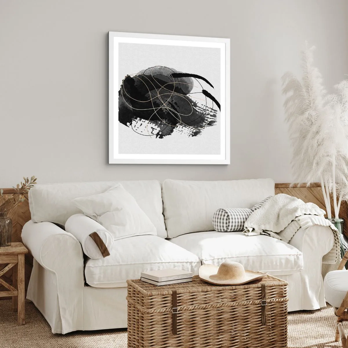 Póster en marco blanco - Salió de la negrura - 60x60 cm