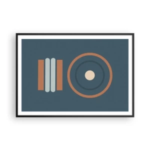 Póster en marco negro - Una composición geométrica con círculos y rectángulos en colores tenues. - 100x70cm - La esencia de las cosas - Decoración de pared moderna para salón y dormitorio ARTTOR