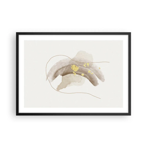 Póster en marco negro - Una composición abstracta en tonos beige y dorado. - 70x50cm - Encontrado en el espacio - Decoración de pared moderna para salón y dormitorio ARTTOR