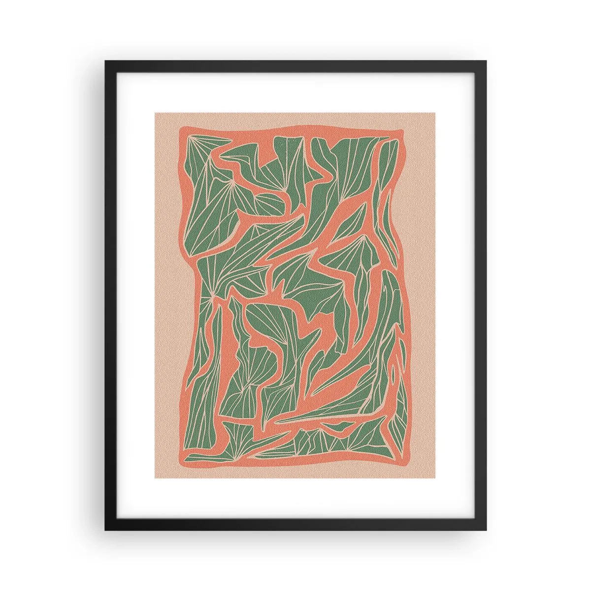 Póster en marco negro - Lucha entre el coral y el verde - 40x50 cm