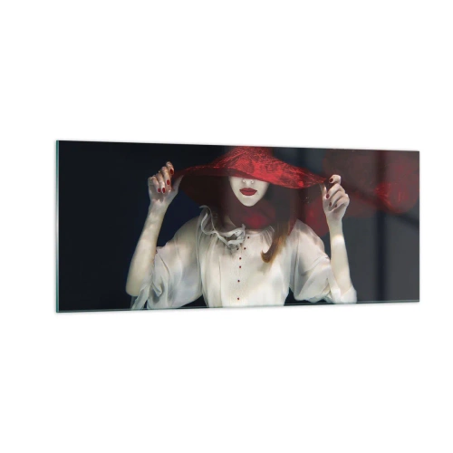 Cuadro sobre vidrio - Impresiones sobre Vidrio - Blanco y rojo - 100x40 cm