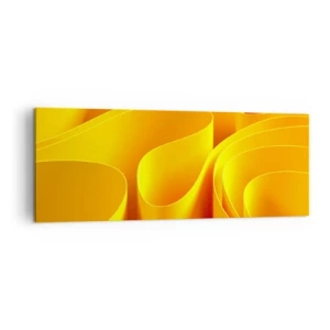 Cuadro sobre lienzo - Impresión de Imagen - Ondas abstractas amarillas que se asemejan a los rayos del sol - 140x50cm - Como las olas del sol - Decoración de pared moderna para salón y dormitorio ARTTOR