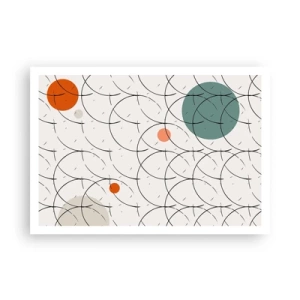 Póster - Patrón geométrico con círculos de colores sobre un fondo claro. - 100x70cm - Con espíritu pop-art - Decoración de pared moderna para salón y dormitorio ARTTOR