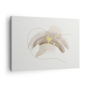 Cuadro sobre lienzo - Impresión de Imagen - Una composición abstracta en tonos beige y dorado. - 70x50cm - Encontrado en el espacio - Decoración de pared moderna para salón y dormitorio ARTTOR