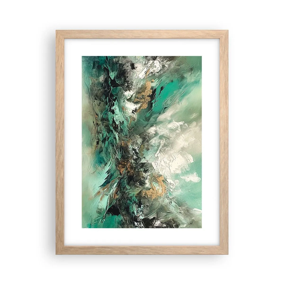 Póster en marco roble claro - Hervor negro esmeralda - 30x40 cm