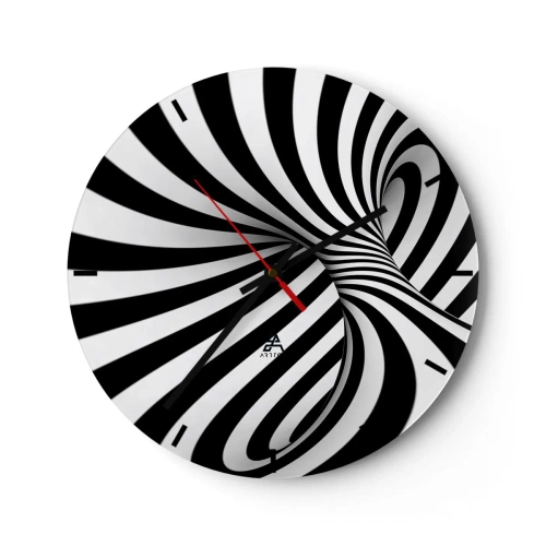 Reloj de pared - Reloj de vidrio - Túnel óptico abstracto en blanco y negro - 30x30cm - Composición: espacio de baile - Decoración de pared moderna para salón, cocina y dormitorio ARTTOR