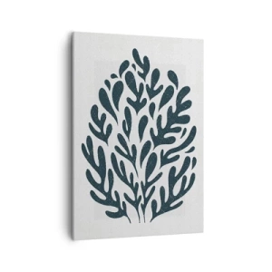 Cuadro sobre lienzo - Impresión de Imagen - Motivo de hoja abstracta oscura sobre un fondo claro - 50x70cm - Formas de la naturaleza - Decoración de pared moderna para salón y dormitorio ARTTOR