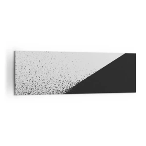 Cuadro sobre lienzo - Impresión de Imagen - Abstracción minimalista en blanco y negro con puntos dispersos. - 160x50cm - Cada vez más rápido, cada vez más alto - Decoración de pared moderna para salón y dormitorio ARTTOR