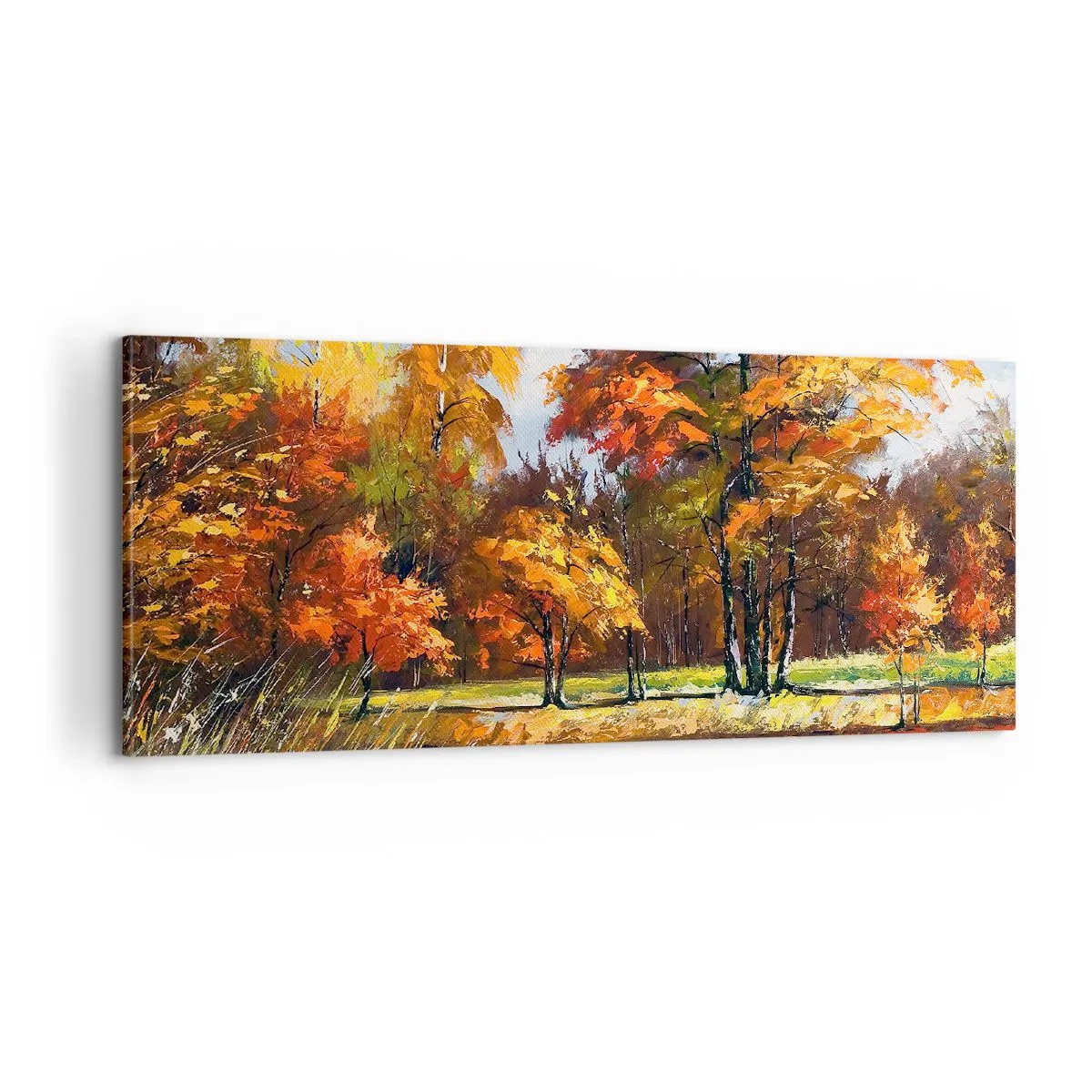 Cuadro sobre lienzo - Impresión de Imagen - Paisaje en dorado y marrón - 100x40 cm