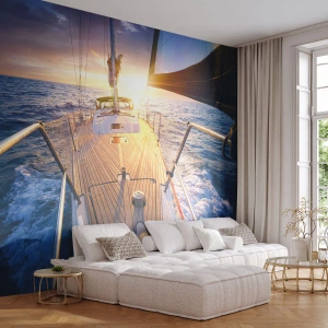 Fotomural Premium Sand - Corriendo sobre las olas - Yate de vela, Mar, navegación - 350x256 cm