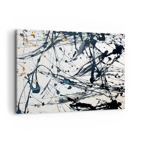 Cuadro sobre lienzo - Impresión de Imagen - Patrón de pintura abstracta con líneas y manchas dinámicas. - 100x70cm - ¿Con o sin sentido? - Decoración de pared moderna para salón y dormitorio ARTTOR