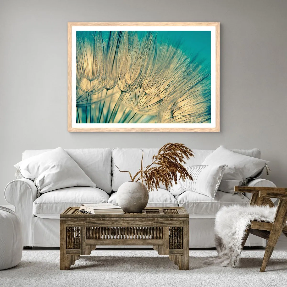 Póster en marco roble claro - Esperando el viento - 70x50 cm