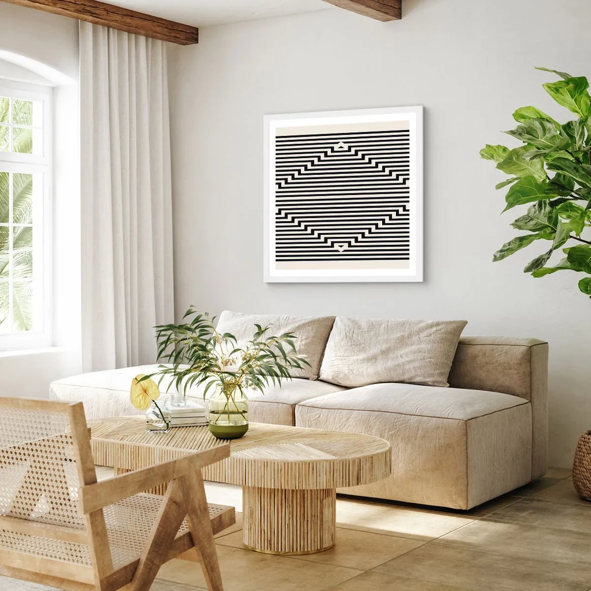 Póster en marco blanco - Ilusión geométrica - 40x40 cm