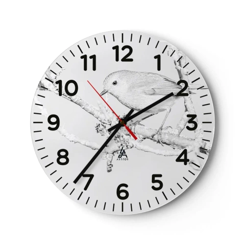Reloj de pared - Reloj de vidrio - Mañana de invierno - 30x30 cm
