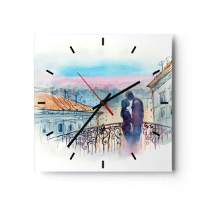 Reloj de pared - Reloj de vidrio - Los amantes de París - 40x40 cm