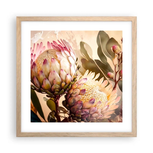 Póster en marco roble claro - Abrazados con ternura - 40x40 cm