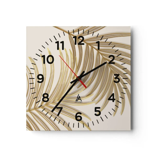 Reloj de pared - Reloj de vidrio - Palma de Oro - 40x40 cm