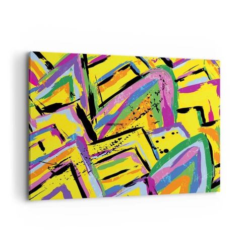 Cuadro sobre lienzo - Impresión de Imagen - Abstracción vívida en colores brillantes y formas dinámicas. - 100x70cm - Grita de alegría - Decoración de pared moderna para salón y dormitorio ARTTOR
