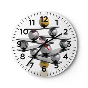 Reloj de pared - Reloj de vidrio - Balance de oro y plata - 40x40 cm
