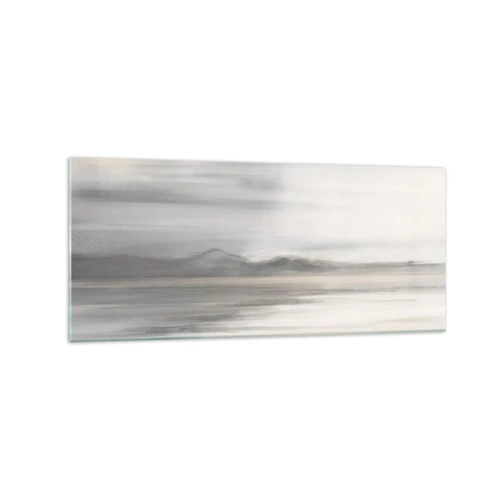 Cuadro sobre vidrio - Impresiones sobre Vidrio - Un paisaje sutil en tonos grises y beige. - 120x50cm - Una distancia reflexiva - Decoración de pared moderna para salón y dormitorio ARTTOR