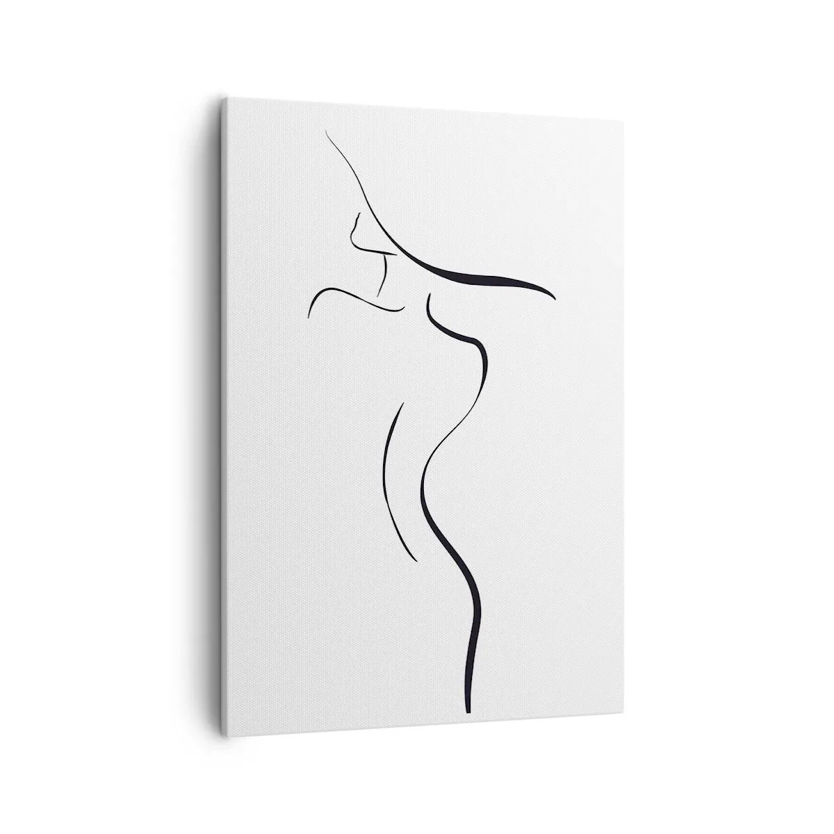 Cuadro sobre lienzo - Impresión de Imagen - Contorno minimalista de una silueta femenina sobre un fondo blanco. - 50x70cm - Escurridiza como una ola - Decoración de pared moderna para salón y dormitorio ARTTOR