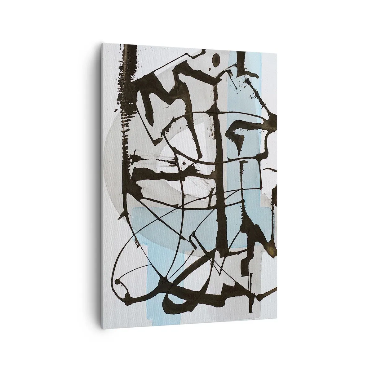 Cuadro sobre lienzo - Impresión de Imagen - Líneas y formas abstractas en azul y negro. - 70x100cm - Azul a pesar de todo - Decoración de pared moderna para salón y dormitorio ARTTOR