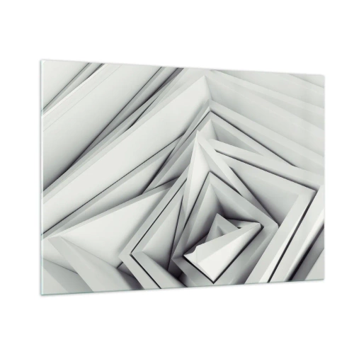 Cuadro sobre vidrio - Impresiones sobre Vidrio - Formas geométricas tridimensionales en tonos de gris. - 100x70cm - Ángulos afilados - Decoración de pared moderna para salón y dormitorio ARTTOR