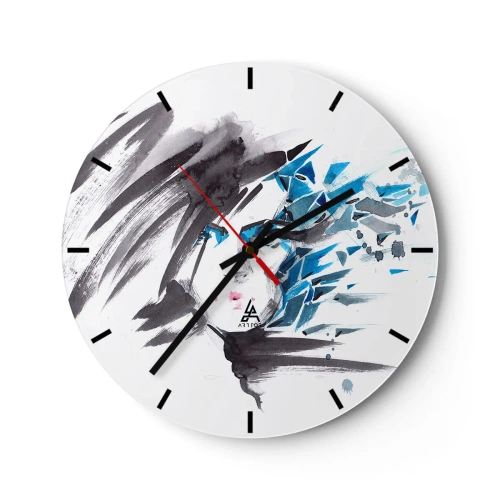 Reloj de pared - Reloj de vidrio - Un sensual retrato en gris y azul - 40x40 cm