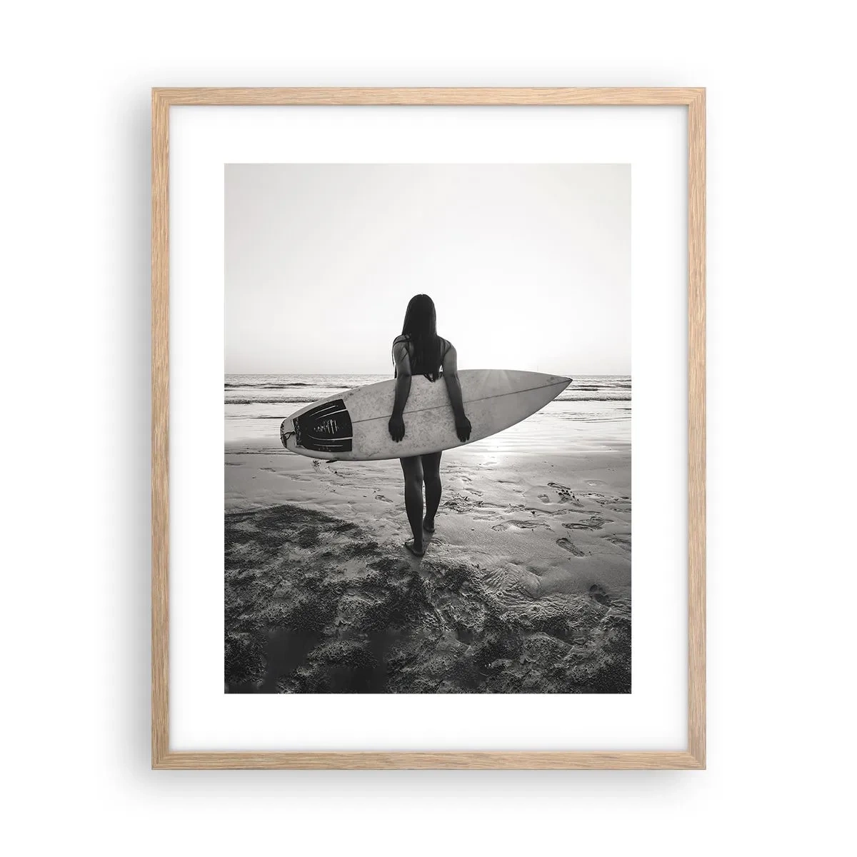 Póster en marco roble claro - Hija de las olas marinas - 40x50 cm