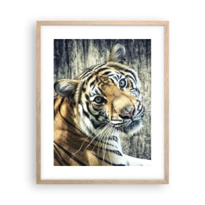 Póster en marco roble claro - Retrato en corrientes de luz - 40x50 cm