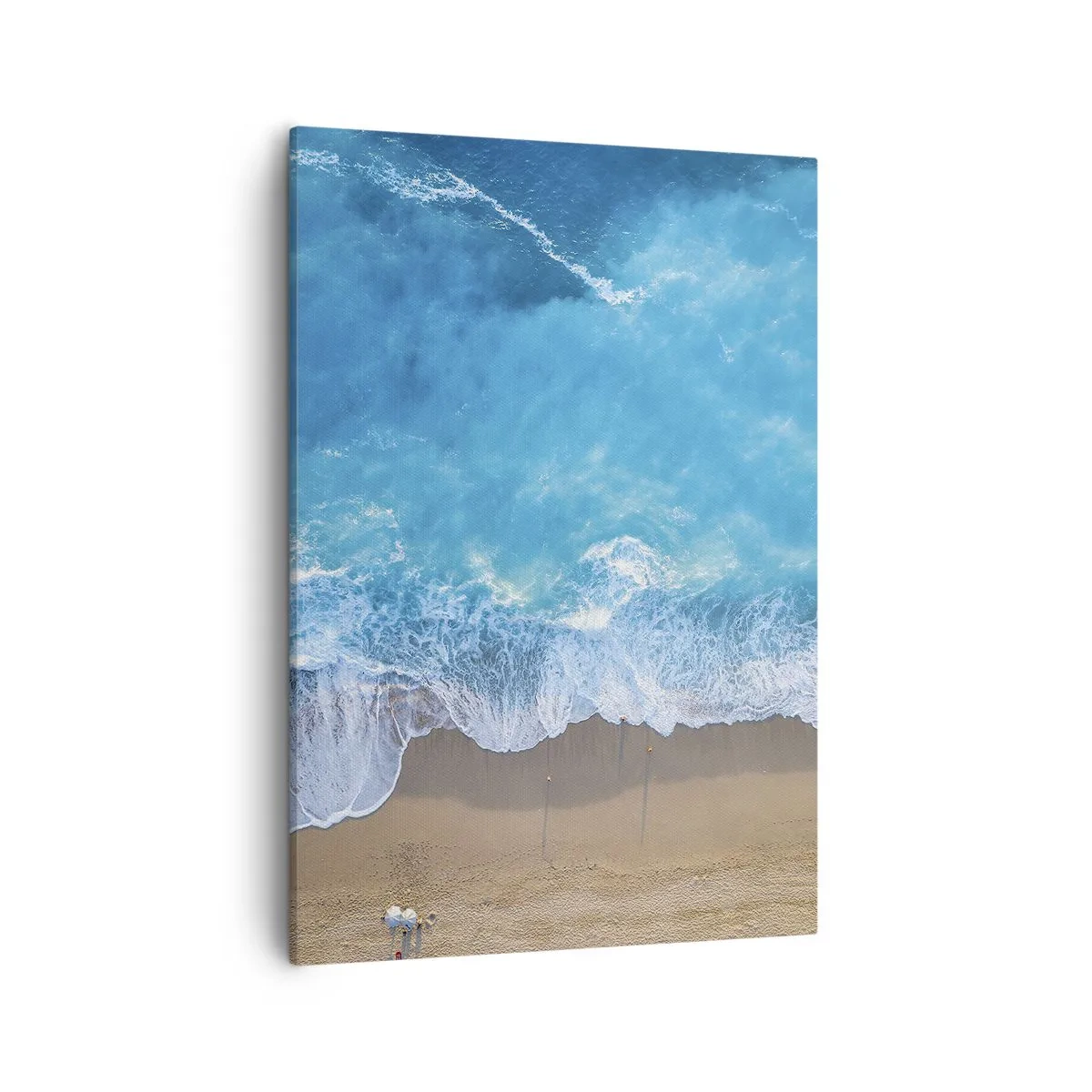 Cuadro sobre lienzo - Impresión de Imagen - Una vista de pájaro de la playa y las olas del mar. - 50x70cm - El poder del azul - Decoración de pared moderna para salón y dormitorio ARTTOR
