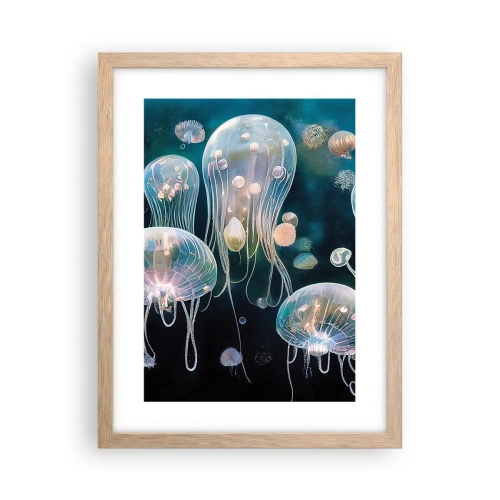 Póster en marco roble claro - Globos submarinos - 30x40 cm