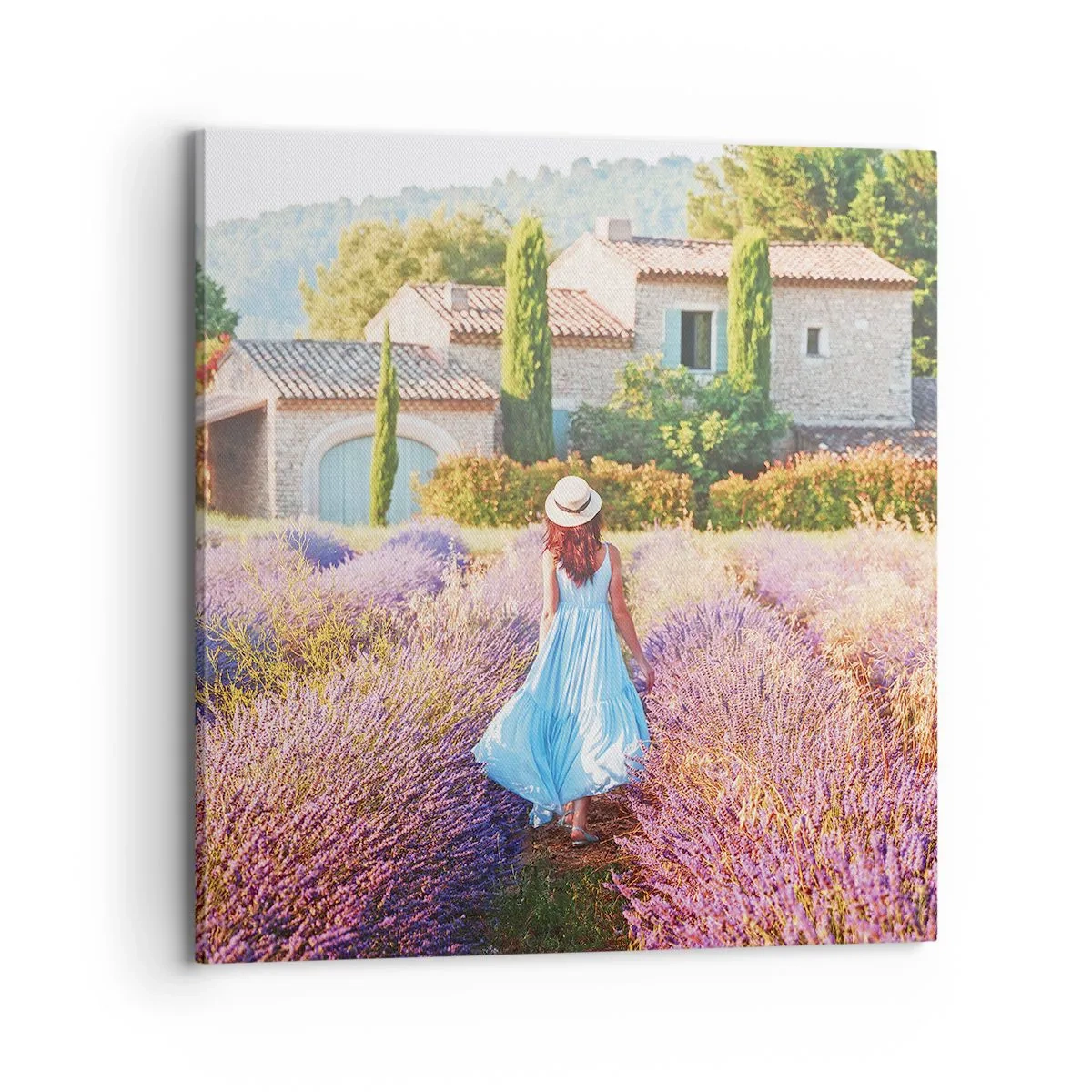 Cuadro sobre lienzo - Impresión de Imagen - La chica de la lavanda - 70x70 cm