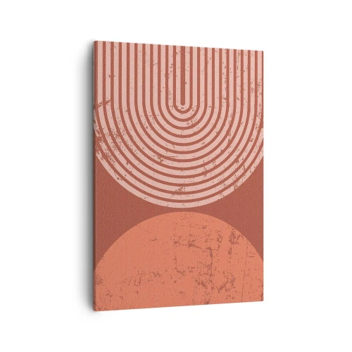 Cuadro sobre lienzo - Impresión de Imagen - Patrones geométricos en tonos terracota sobre un fondo vintage. - 50x70cm - Estrecha relación - Decoración de pared moderna para salón y dormitorio ARTTOR