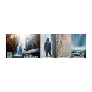 Muestra de fotomural Premium Canvas - Impresionante vista - Cascada, rocas, Cueva - 100x30 cm