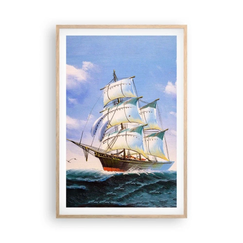 Póster en marco roble claro - Orgulloso con el viento - 61x91 cm