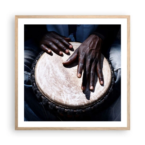 Póster en marco roble claro - Vive a tu ritmo - 60x60 cm