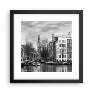 Póster en marco negro - Ambiente de Ámsterdam - 30x30 cm