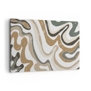 Cuadro sobre lienzo - Impresión de Imagen - Patrones terrosos en tonos marrones y verdes. - 100x70cm - Meandros de colores terrosos - Decoración de pared moderna para salón y dormitorio ARTTOR