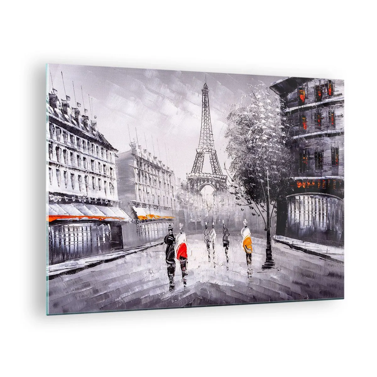 Cuadro sobre vidrio - Impresiones sobre Vidrio - Un paseo parisino - 70x50cm - Un paseo parisino - Decoración de pared moderna para salón y dormitorio ARTTOR